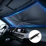 Parasol plegable para coche, protección de aislamiento térmico contra rayos UV para parabrisas y tablero, adecuado para la mayoría de los vehículos con unas medidas de 79,9 x 149,9 cm.
