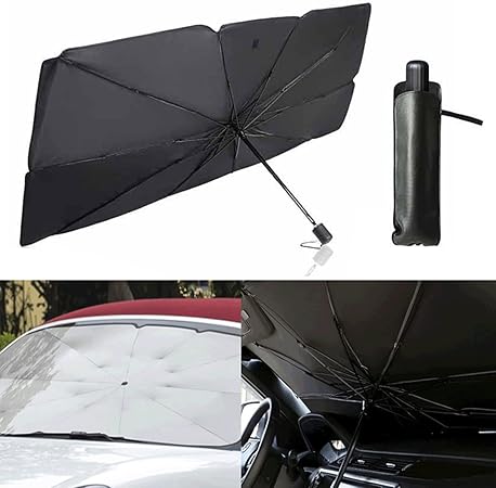 Parasol plegable para coche, protección de aislamiento térmico contra rayos UV para parabrisas y tablero, adecuado para la mayoría de los vehículos con unas medidas de 79,9 x 149,9 cm.